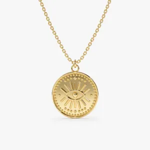 Evil Eye Medallion Necklace, Ada