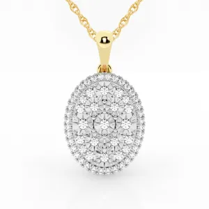 Fancy Oval Shape Necklace with 1/2ct of Diamonds in 9ct Yellow Gold