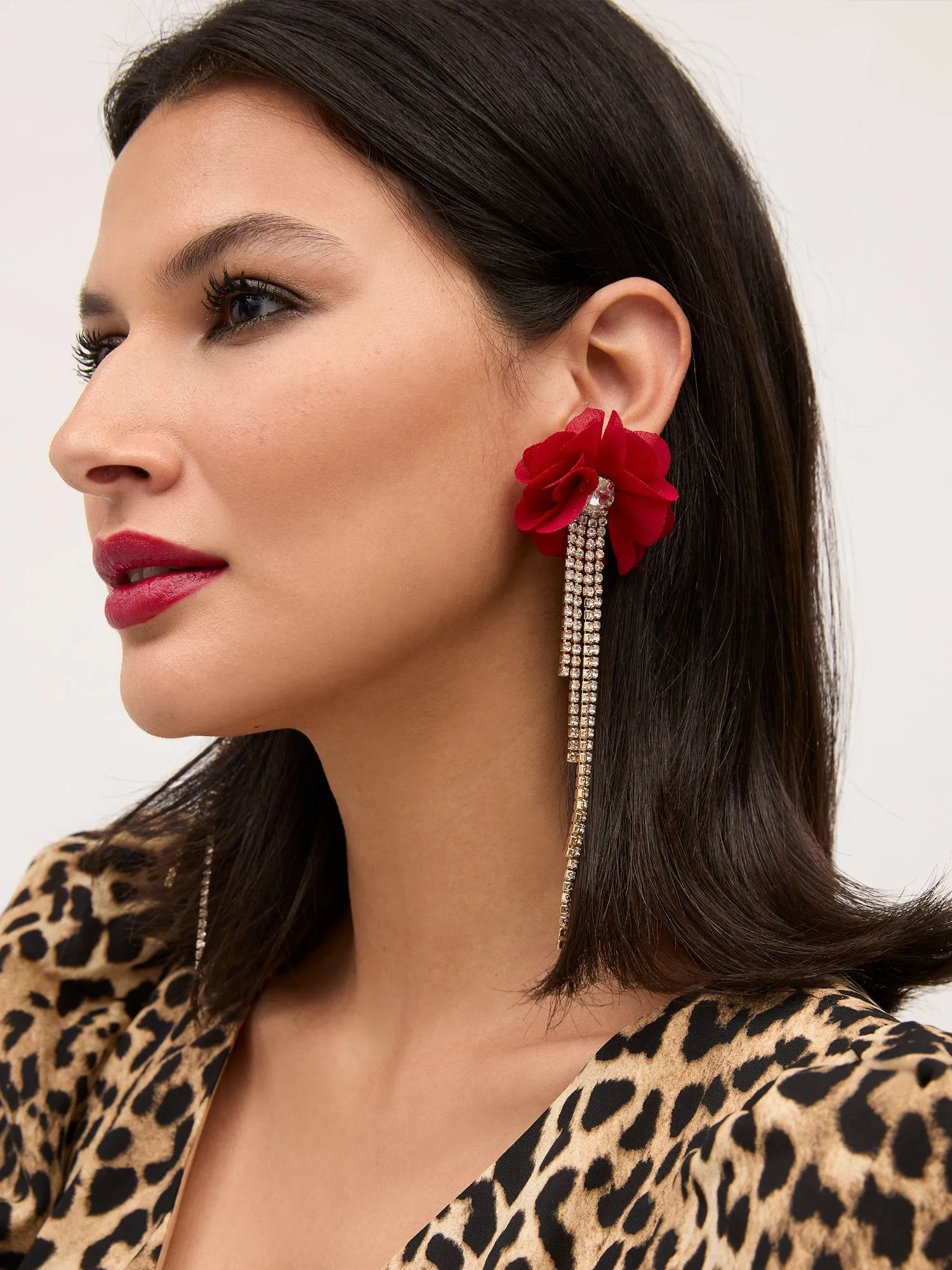 Floral Rhinestone Drop Earrings