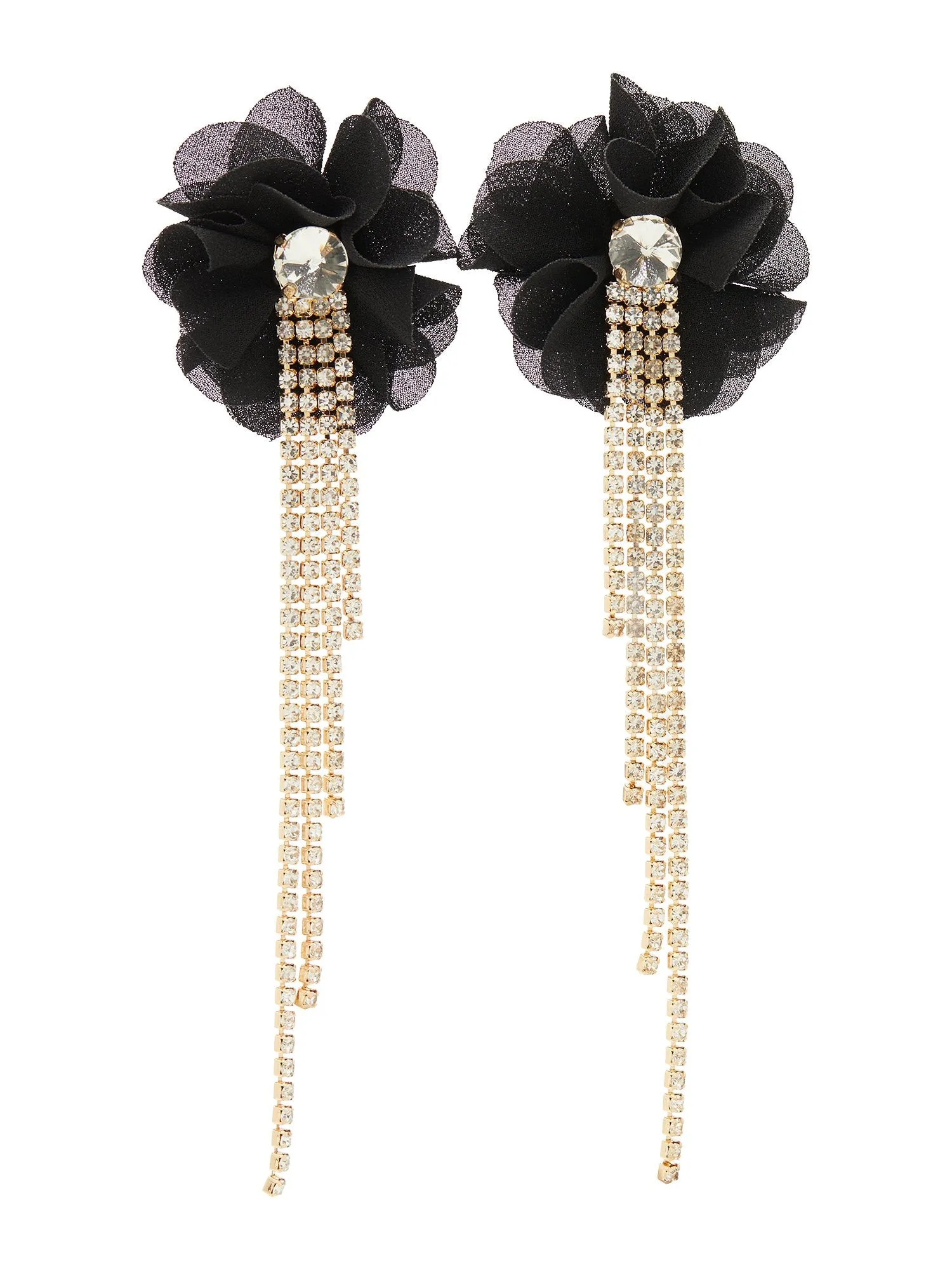 Floral Rhinestone Drop Earrings