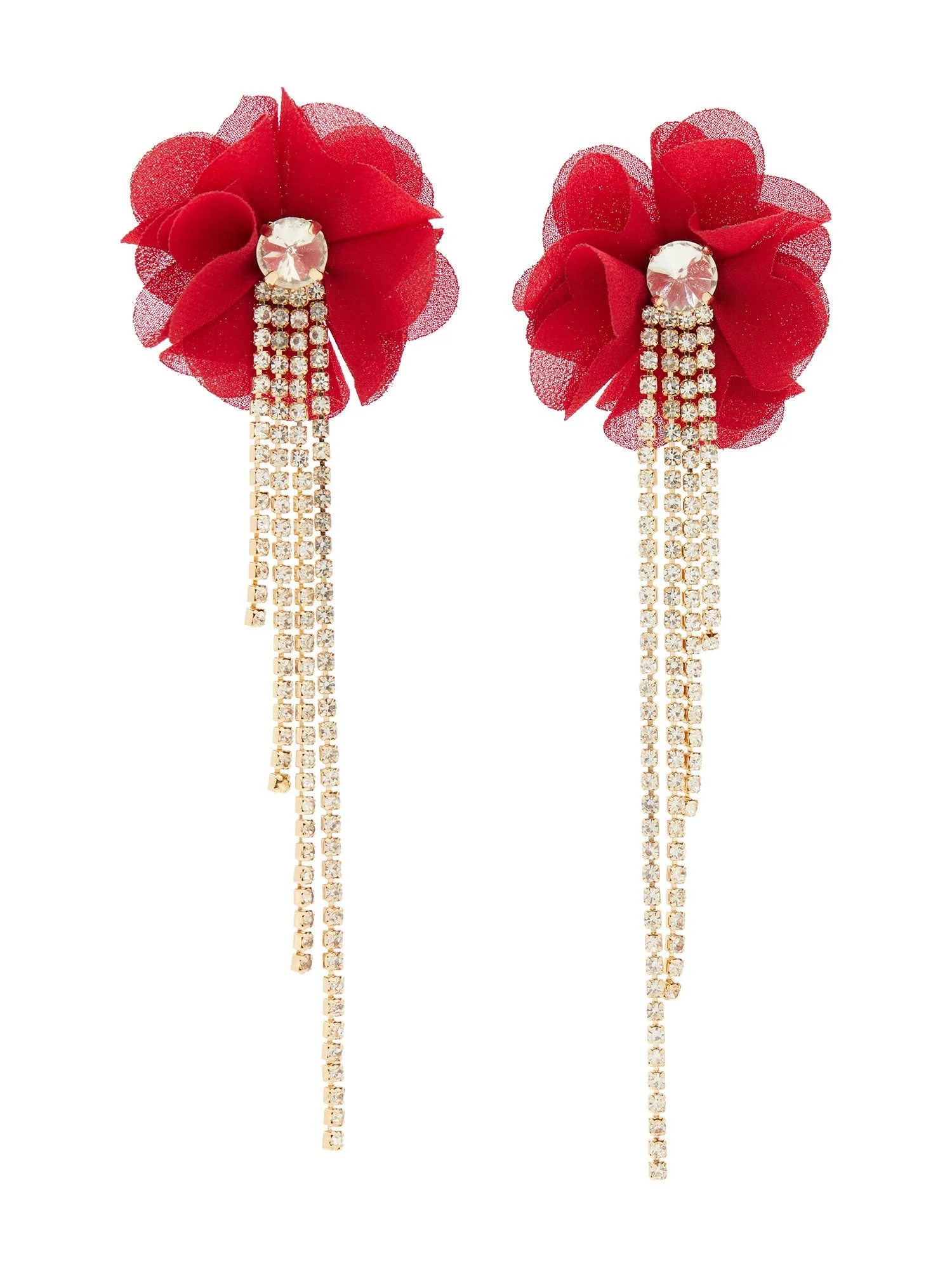 Floral Rhinestone Drop Earrings