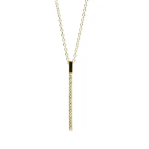 Gold-Dipped "Sparkle Stick" Vertical CZ Bar Necklace