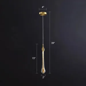 Gold Droplet Crystal Pendant LED Light for Stylish and Modern Living Rooms