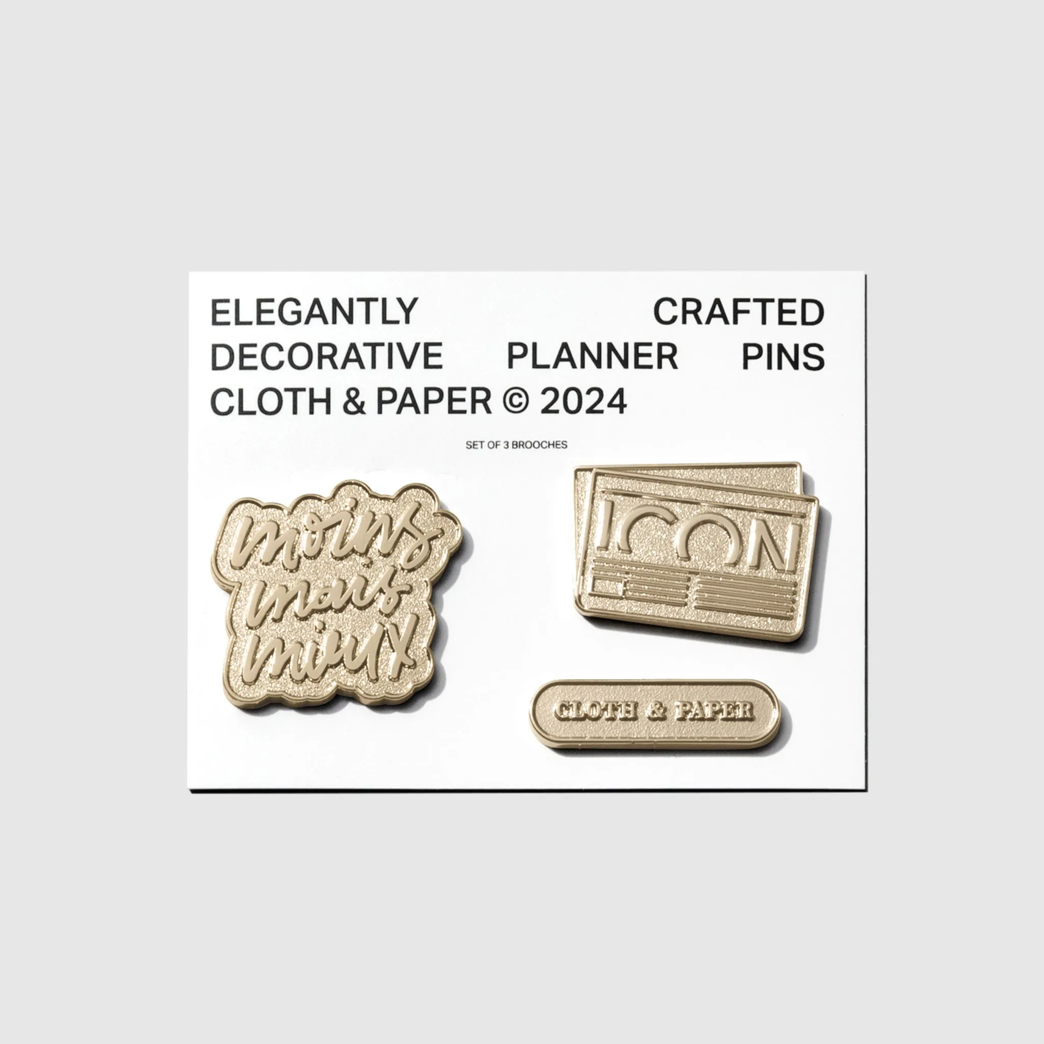 Gold Planner Brooch Set