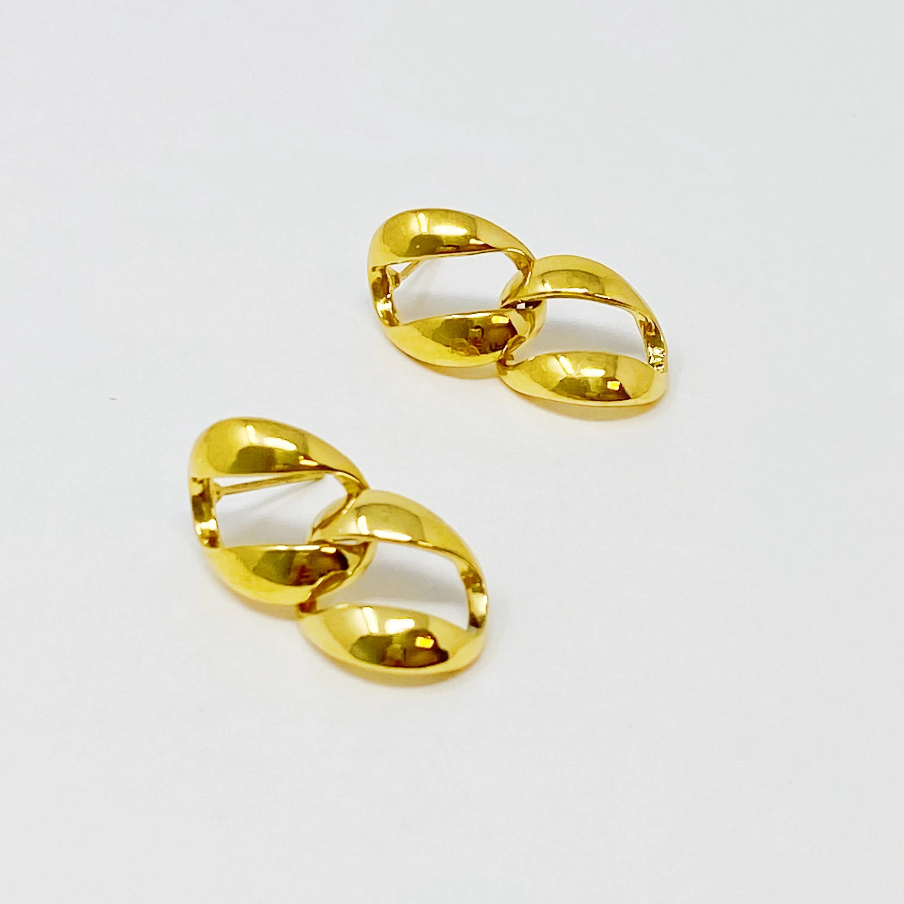 Gold plated Stainless Steel Chain Drop Earrings