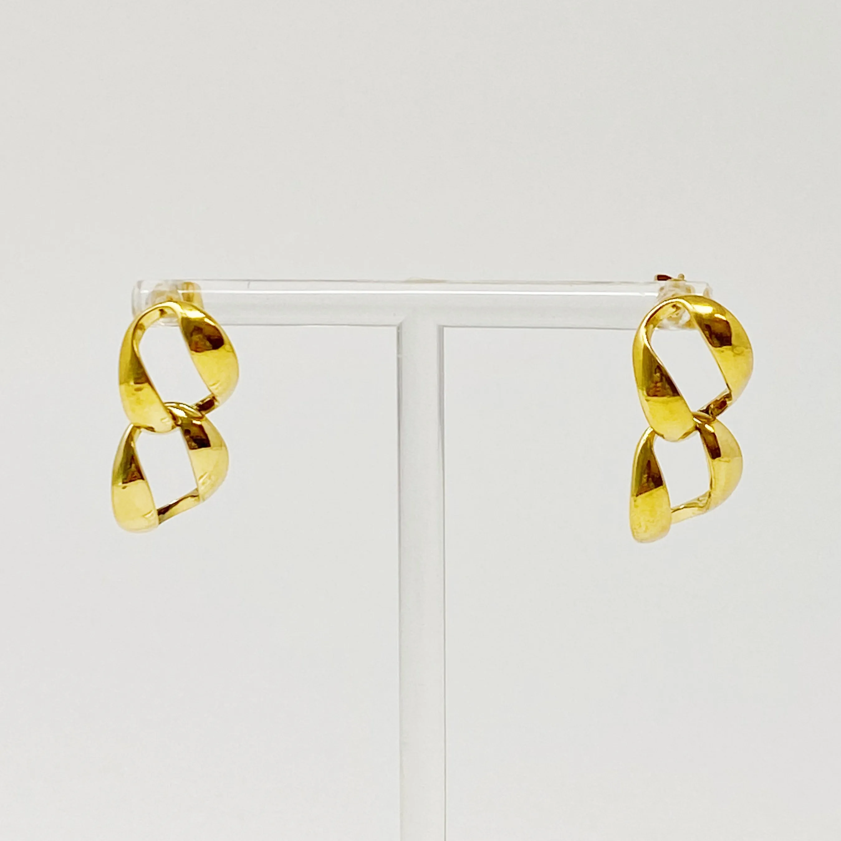 Gold plated Stainless Steel Chain Drop Earrings