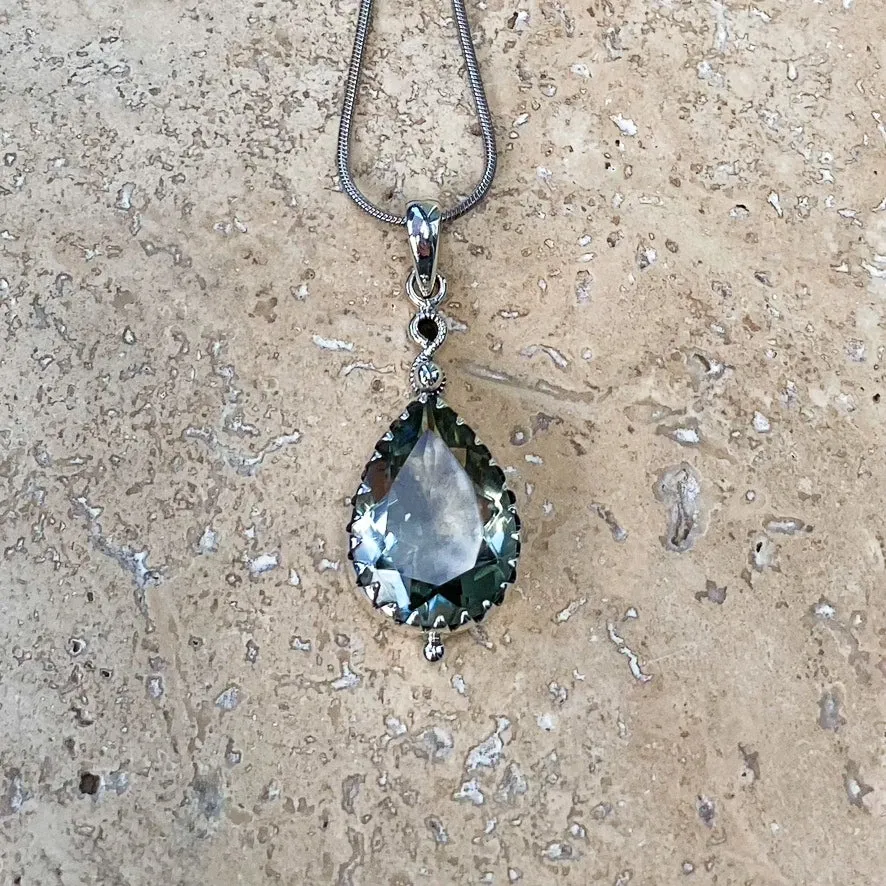 Green Amethyst Teardrop Pendant - Rana