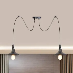 Iron Saucer Vintage LED Pendant Light with Multiple Lights, Black Finish