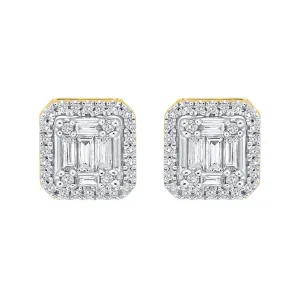 KATARINA Round and Baguette Cut Diamond Fashion Earrings (3/8 cttw)