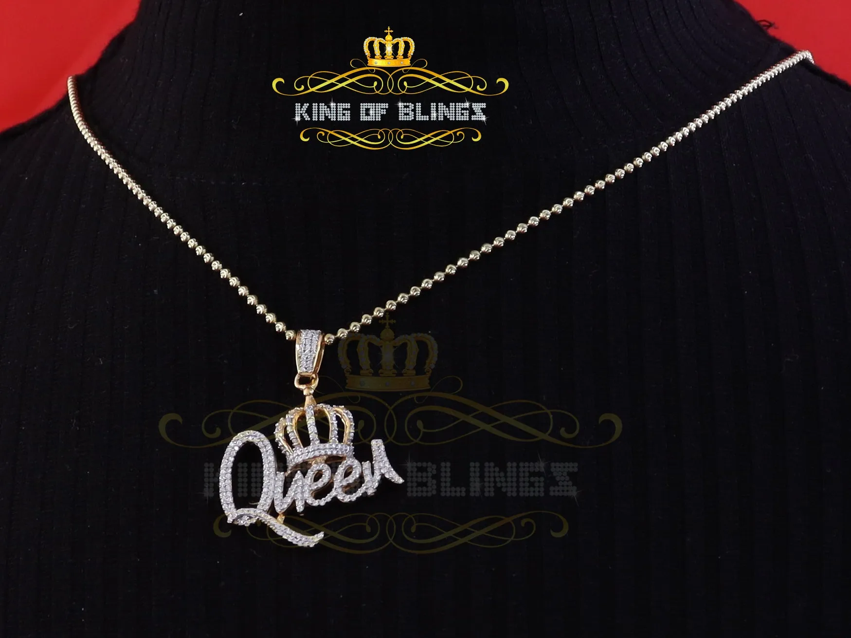 King Of Bling's Surprise With 1.00ct Moissanite Yellow 925 Silver Pendant for Your Queen Crown