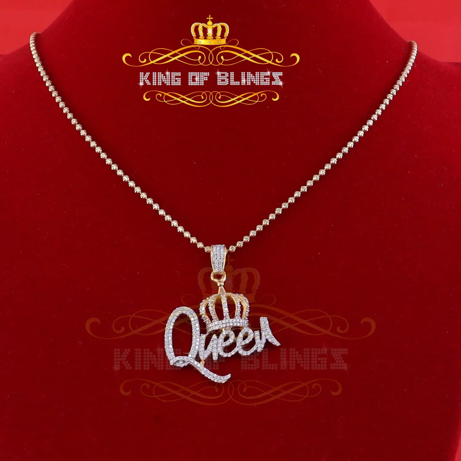 King Of Bling's Surprise With 1.00ct Moissanite Yellow 925 Silver Pendant for Your Queen Crown