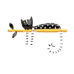 Lazy Cat Sitting On The Tree Brooches For Women