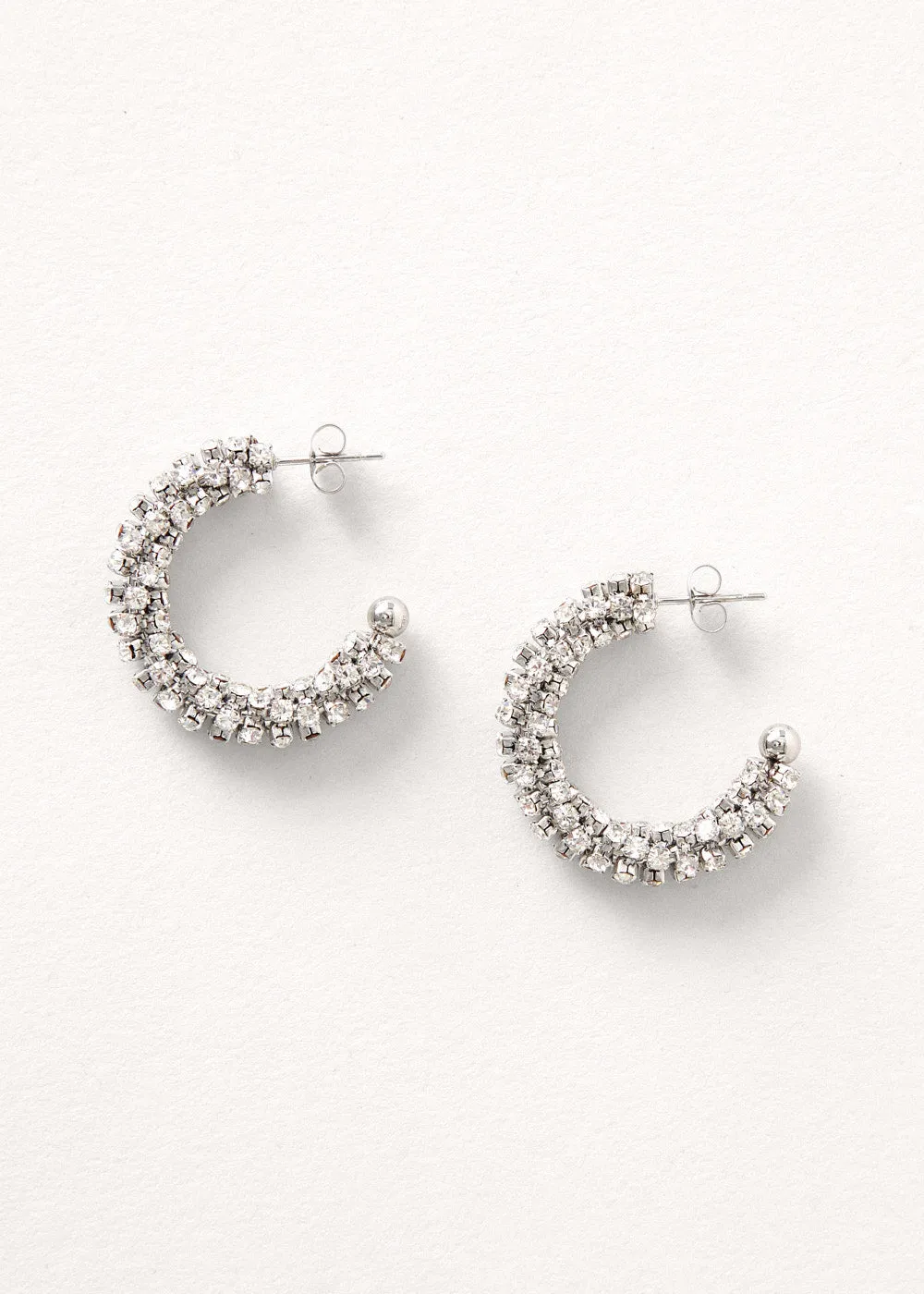 LENNOX BEADED HOOP EARRINGS - SILVER