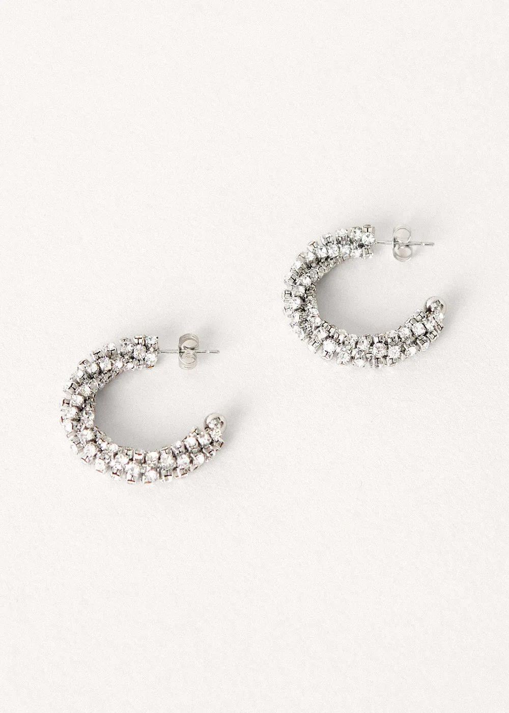 LENNOX BEADED HOOP EARRINGS - SILVER