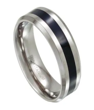 Mens Titanium Wedding Ring with Black Resin Inlay | 8mm