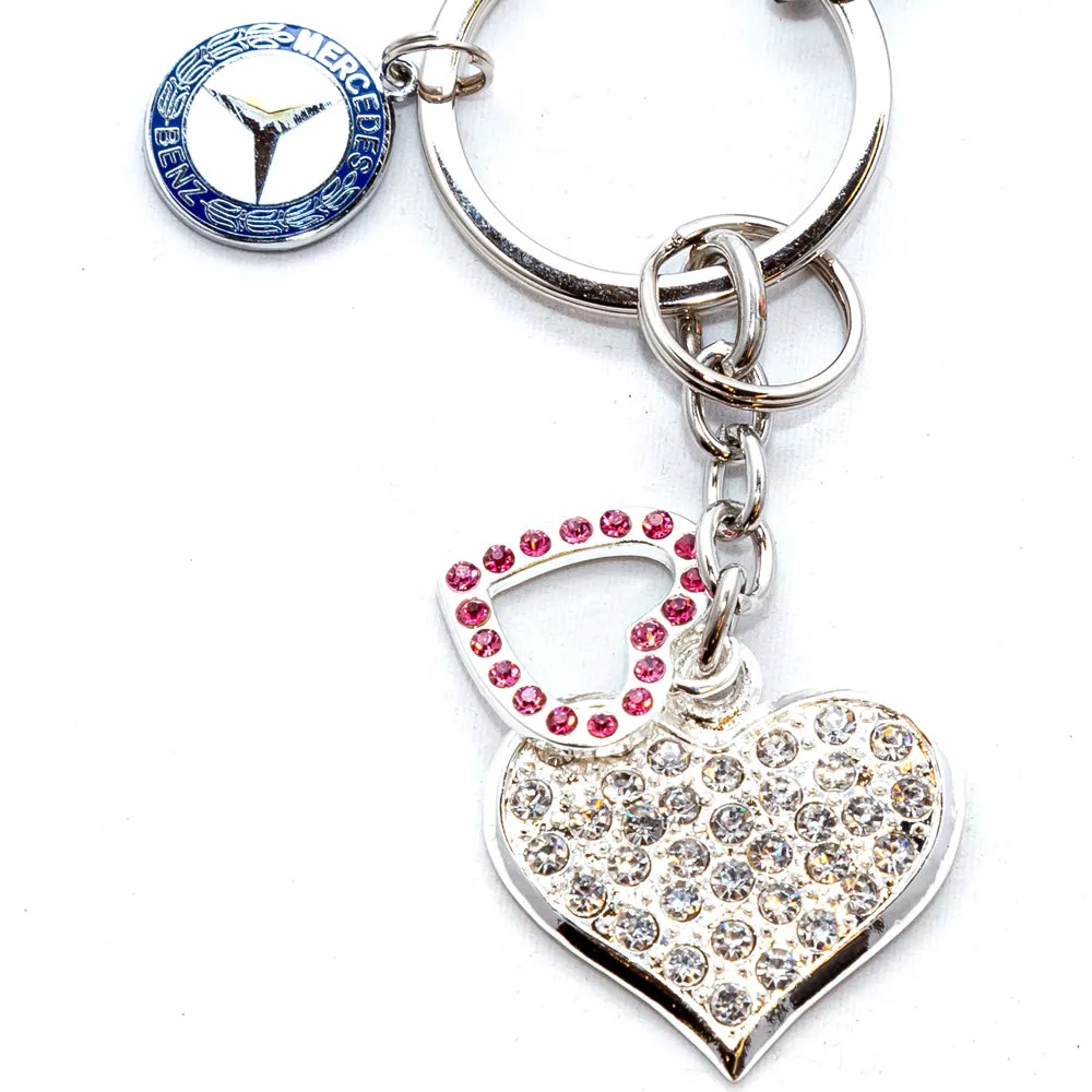 Mercedes-Benz Crystal Heart Keychain