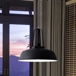 Nordic Stylish Black/Blue Barn Shade Pendant Light - Metallic Finish - Ideal for Living Rooms