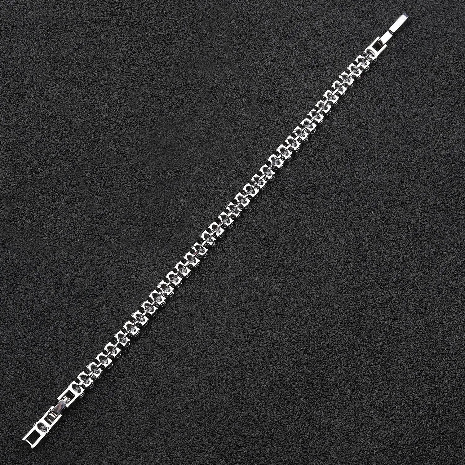 Oval 5A Cubic Zirconia Silver Bracelet Chains Simple for Women CK10141