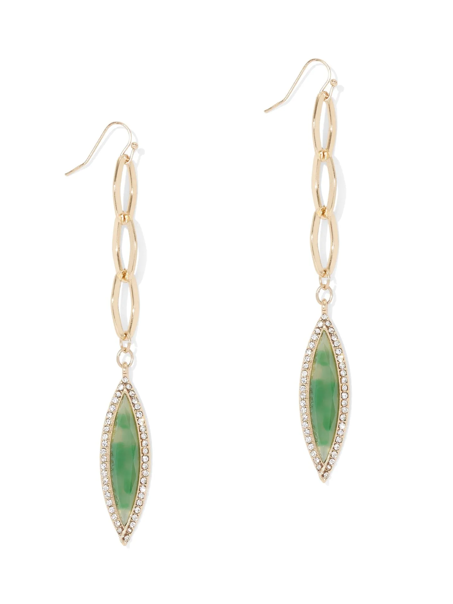 Pave Faux-Stone Link Drop Earring