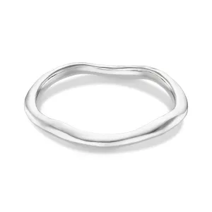 Polished Hammered Bangle - Silver