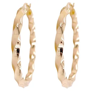 Polished Twisted Gold Hoop Earrings, 14K Yellow Gold Hoops