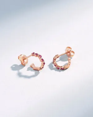 Princess Staggered Ruby Mini Hoops