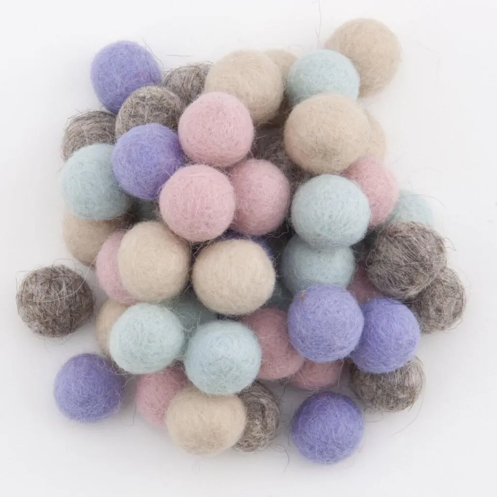 Pure Wool Felted beads (10 pieces - Assorted Colors)