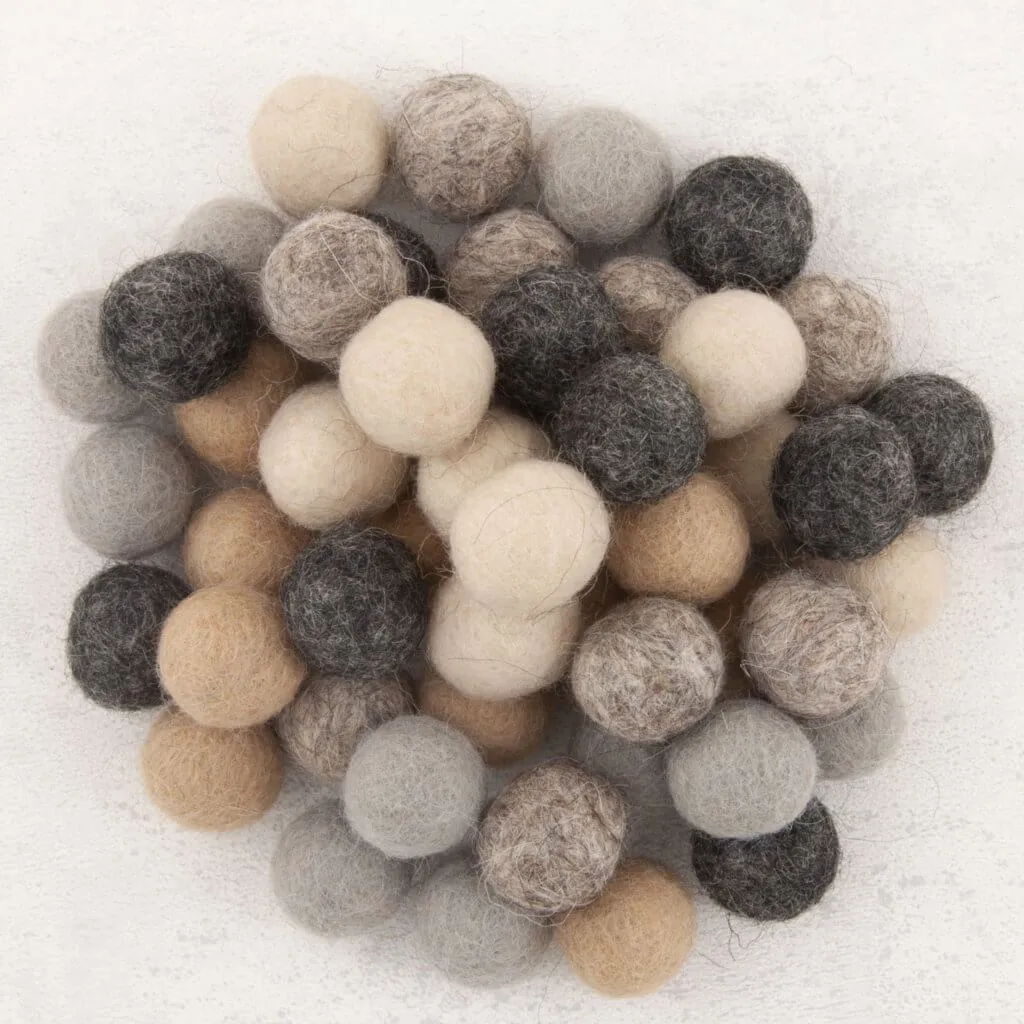 Pure Wool Felted beads (10 pieces - Assorted Colors)