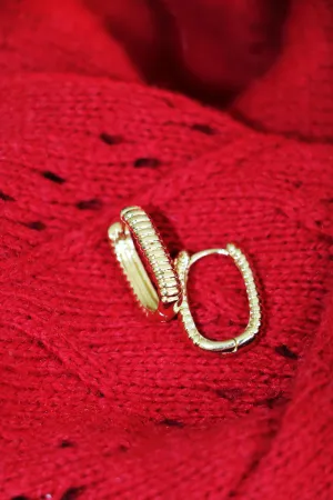 ribbed rectangle hoops { gold }