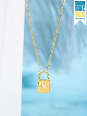 Rubans 925 Silver Lock The Moment Pendant Necklace - Gold Plated