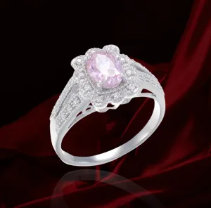 Scalloped Halo Pink Ring