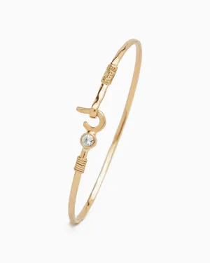 St. John Hook Bracelet with Stone, 2mm - White Zircon