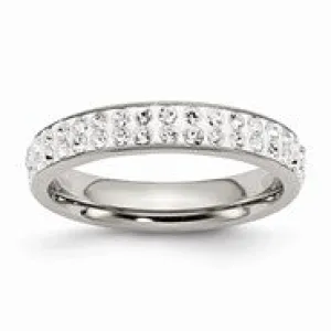 Stainless Steel 4mm Polished Crystal Ring