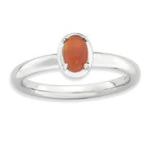 Sterling Silver Red Agate Polished Ring