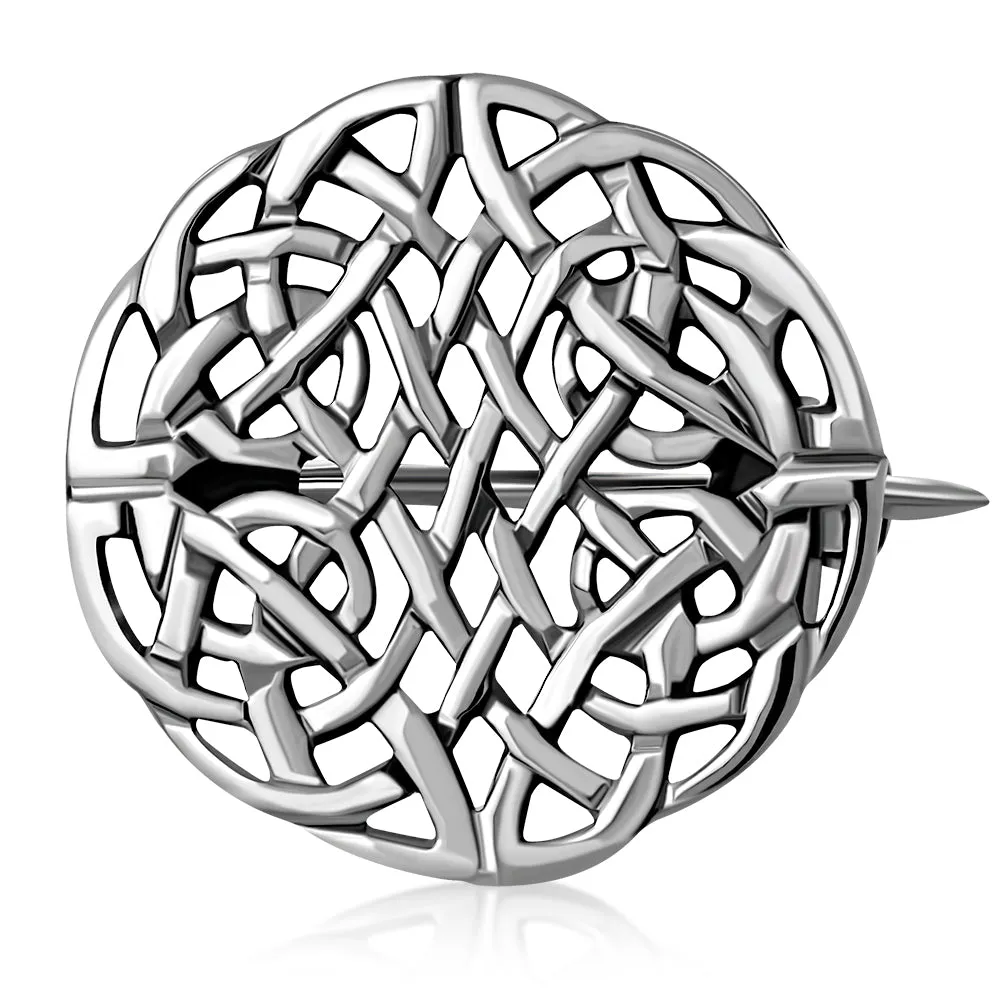 Sterling Silver Rounded Celtic Knot Brooch