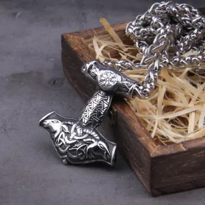 Thor Hammer Mjolnir Odin Goat Viking Necklace