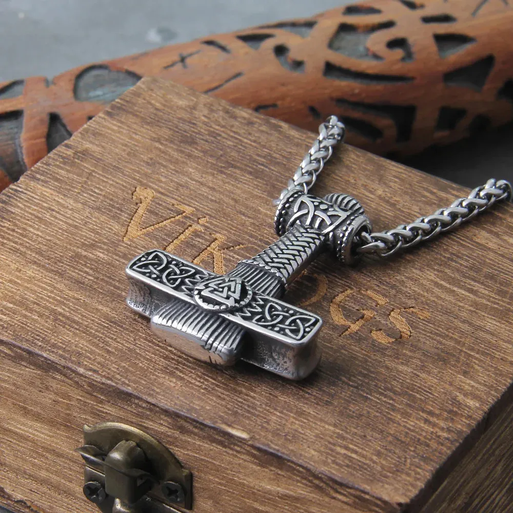 Thor's Hammer With Norwegian Rune Viking Necklace