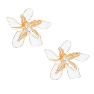 White Iris Stud Earrings - Stunning Fashion Jewelry