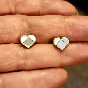 Zuni Shimmering White Heart Post Earrings